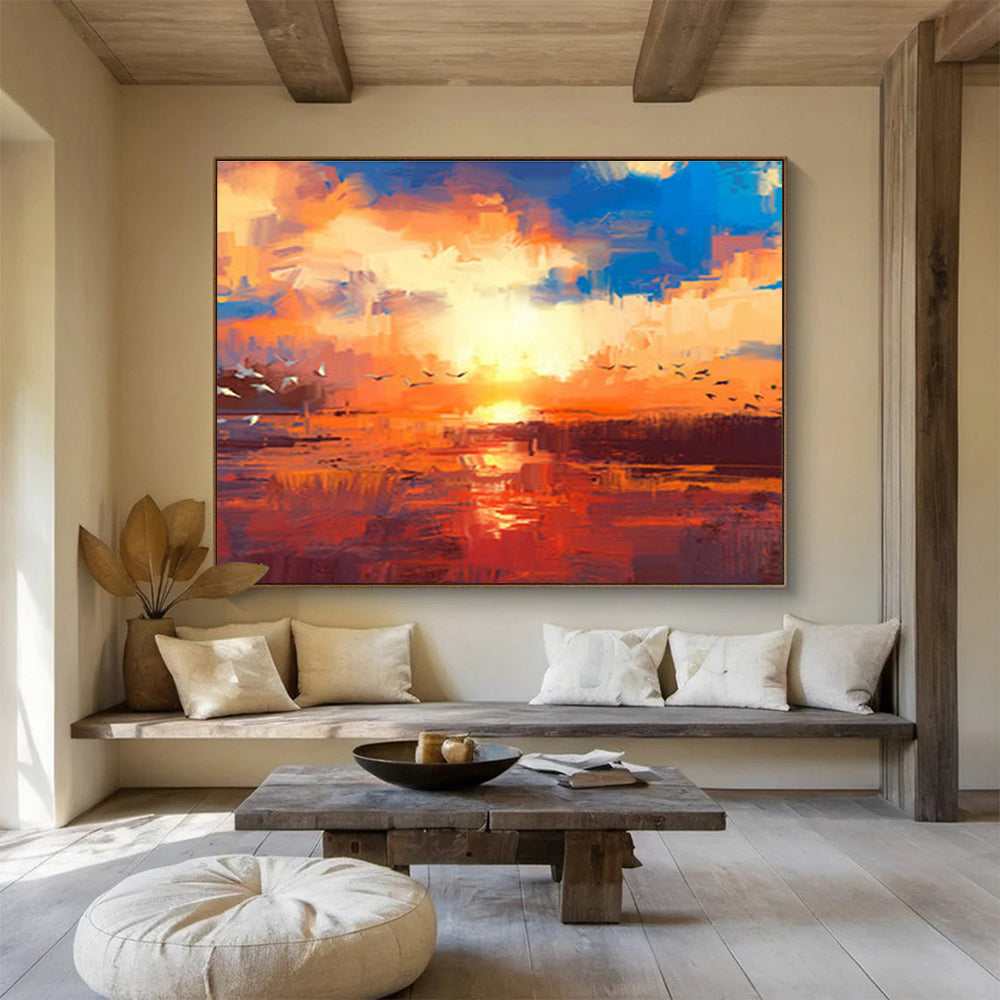 sunset bird abstract canvas design 6